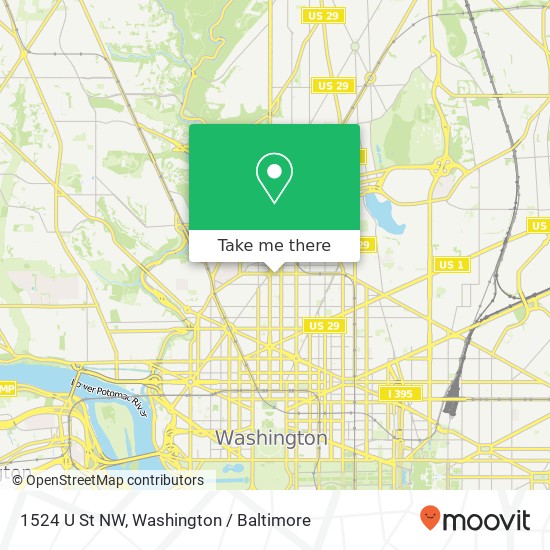 Mapa de 1524 U St NW, Washington, DC 20009