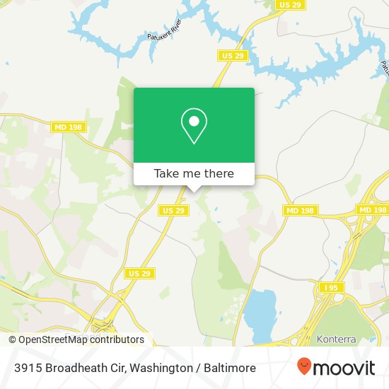 Mapa de 3915 Broadheath Cir, Burtonsville, MD 20866