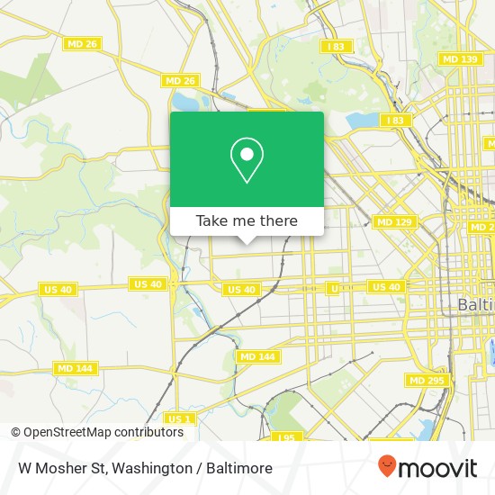 Mapa de W Mosher St, Baltimore, MD 21216