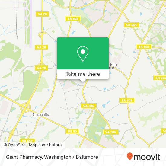 Mapa de Giant Pharmacy, 13330 Franklin Farm Rd