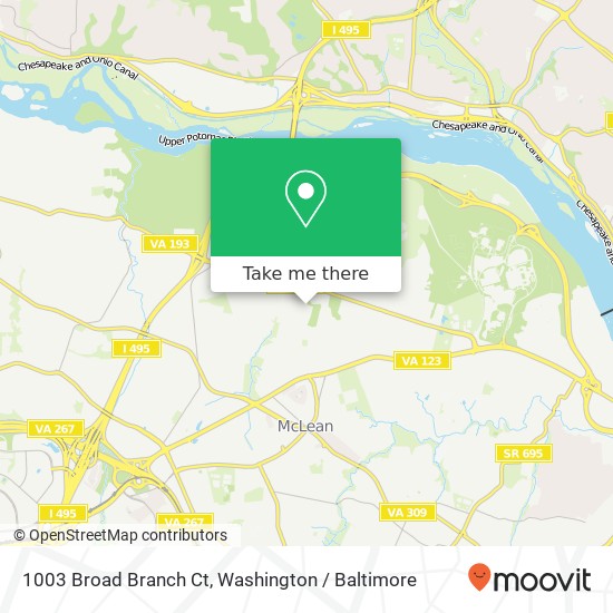 Mapa de 1003 Broad Branch Ct, McLean, VA 22101