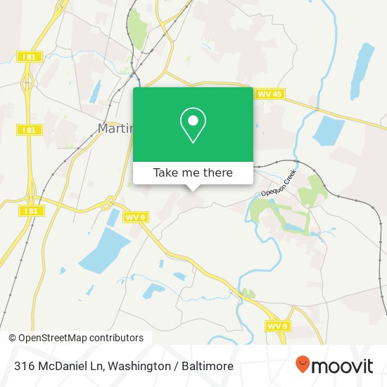 Mapa de 316 McDaniel Ln, Martinsburg, WV 25405