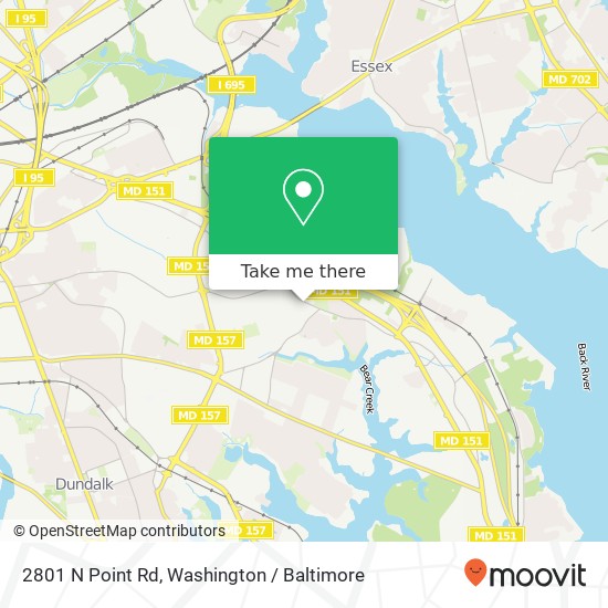 Mapa de 2801 N Point Rd, Dundalk, MD 21222