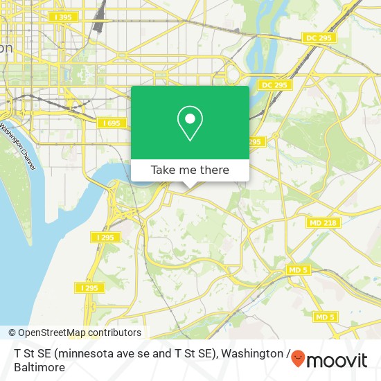 Mapa de T St SE (minnesota ave se and T St SE), Washington, DC 20020
