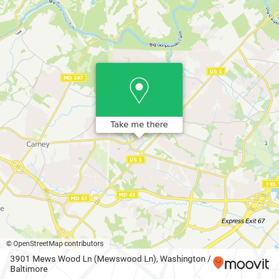 Mapa de 3901 Mews Wood Ln (Mewswood Ln), Nottingham, MD 21236