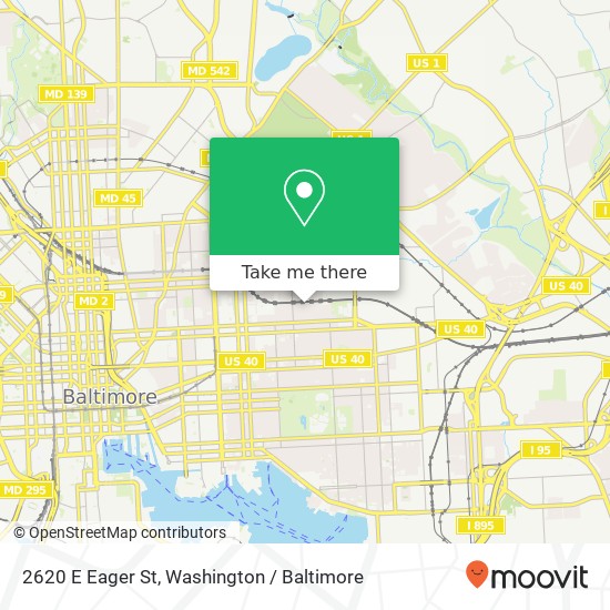 Mapa de 2620 E Eager St, Baltimore, MD 21205