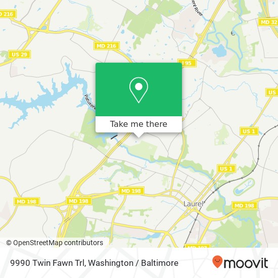 Mapa de 9990 Twin Fawn Trl, Laurel, MD 20723