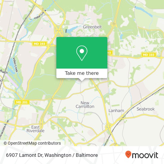 Mapa de 6907 Lamont Dr, Lanham, MD 20706