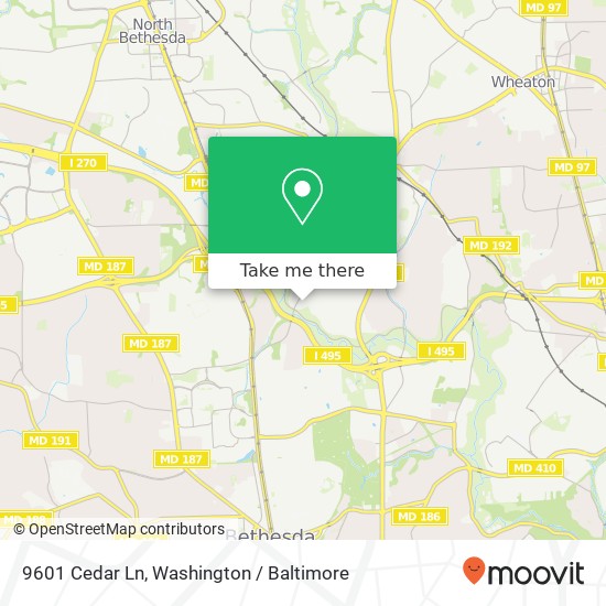9601 Cedar Ln, Bethesda, MD 20814 map