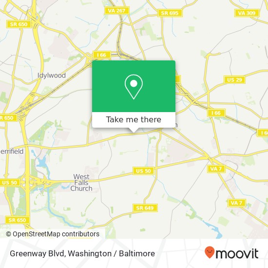 Mapa de Greenway Blvd, Falls Church, VA 22046