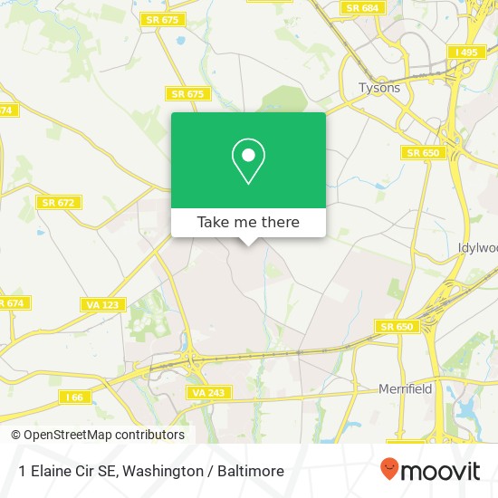 Mapa de 1 Elaine Cir SE, Vienna (VIENNA), VA 22180