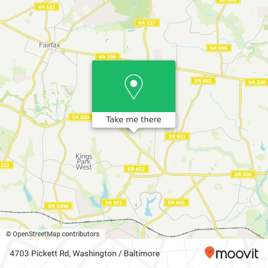Mapa de 4703 Pickett Rd, Fairfax, VA 22032