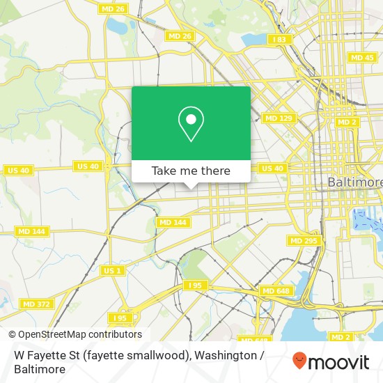 W Fayette St (fayette smallwood), Baltimore, MD 21223 map