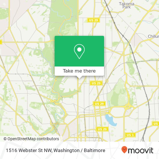 Mapa de 1516 Webster St NW, Washington, DC 20011