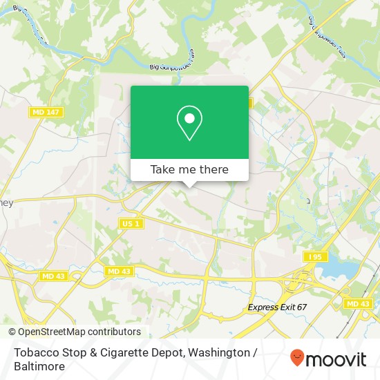 Mapa de Tobacco Stop & Cigarette Depot, Nottingham, MD 21236