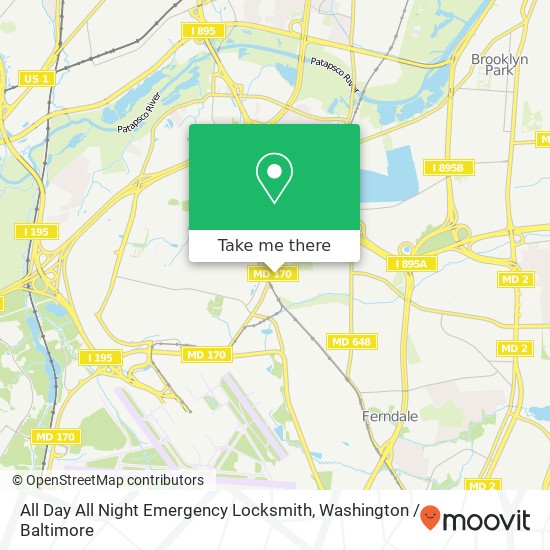 Mapa de All Day All Night Emergency Locksmith, 517 S Camp Meade Rd