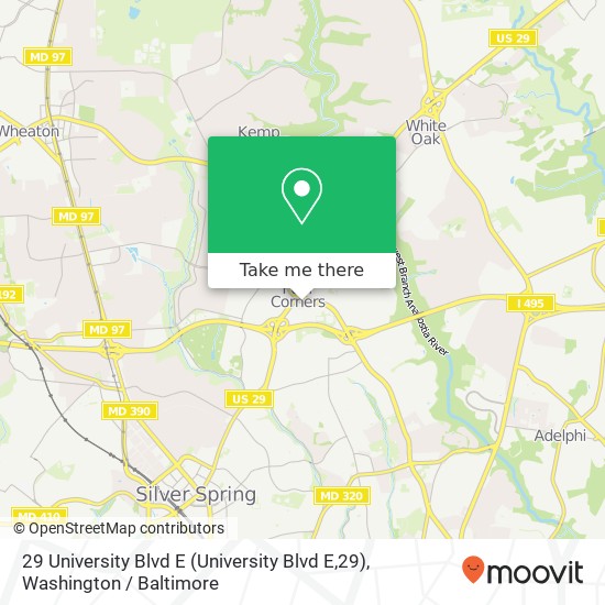 Mapa de 29 University Blvd E (University Blvd E,29), Silver Spring, MD 20901