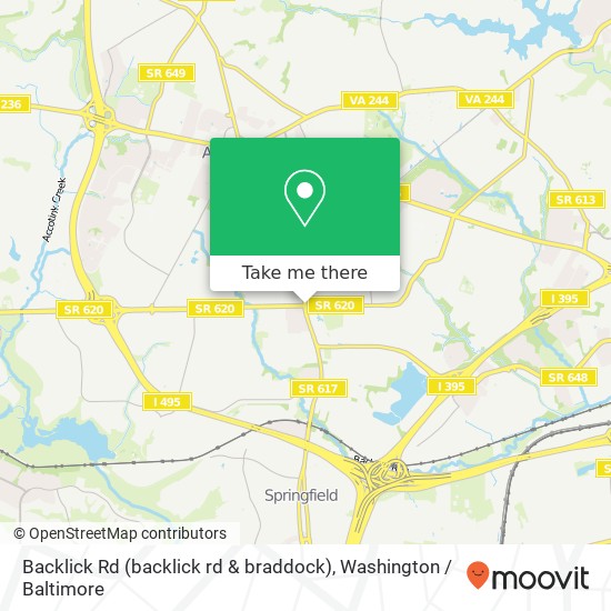 Mapa de Backlick Rd (backlick rd & braddock), Annandale, VA 22003