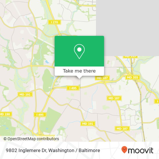 Mapa de 9802 Inglemere Dr, Bethesda, MD 20817