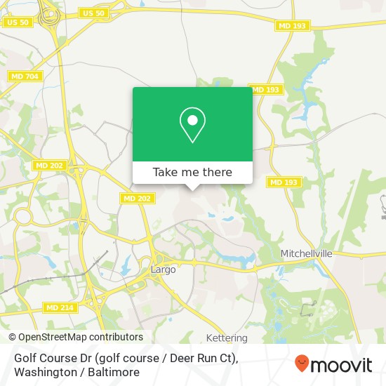 Mapa de Golf Course Dr (golf course / Deer Run Ct), Bowie, MD 20721