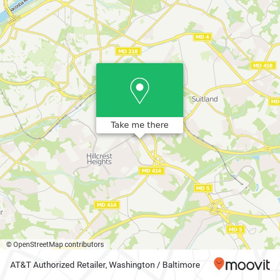 Mapa de AT&T Authorized Retailer, 3801 Branch Ave