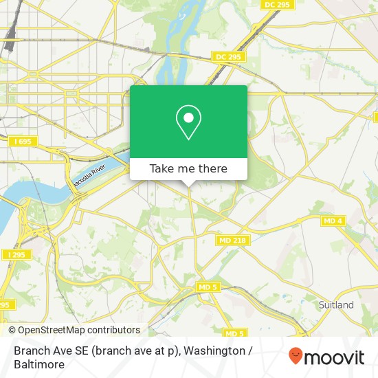 Mapa de Branch Ave SE (branch ave at p), Washington, DC 20020