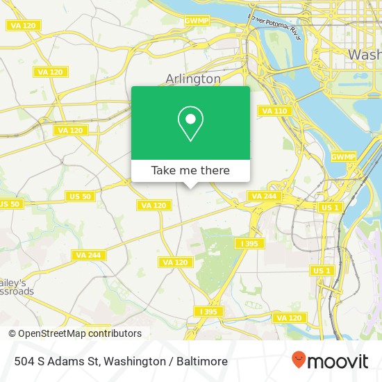 Mapa de 504 S Adams St, Arlington, VA 22204