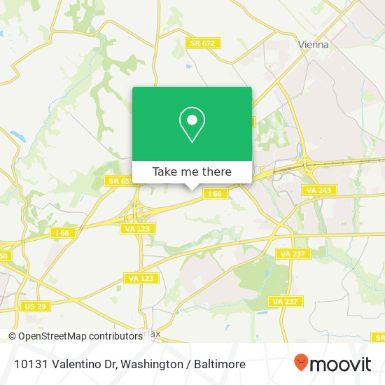 Mapa de 10131 Valentino Dr, Oakton, VA 22124