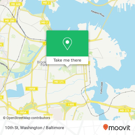 Mapa de 10th St, Brooklyn, MD 21225
