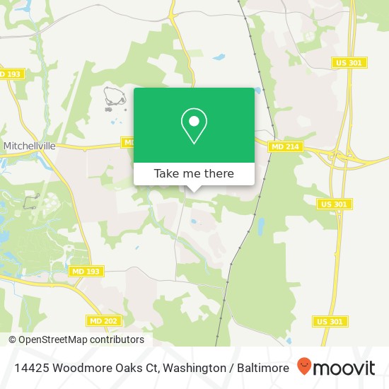 Mapa de 14425 Woodmore Oaks Ct, Bowie, MD 20721