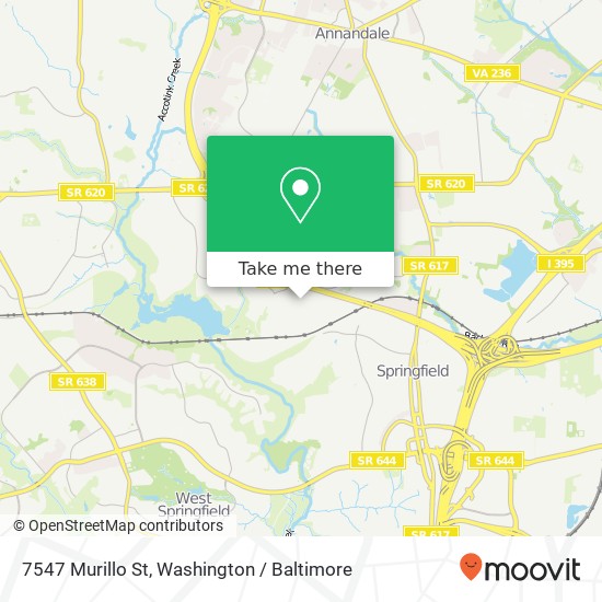 Mapa de 7547 Murillo St, Springfield, VA 22151