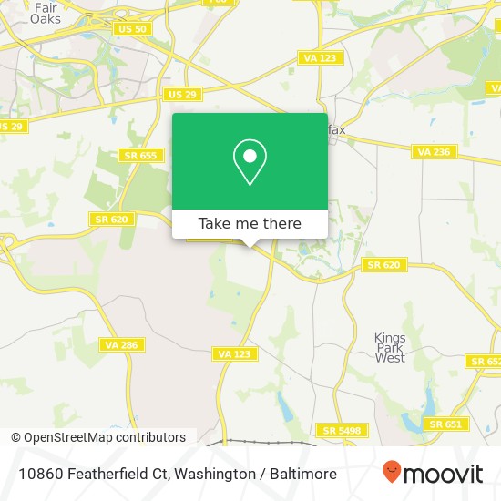 Mapa de 10860 Featherfield Ct, Fairfax, VA 22030