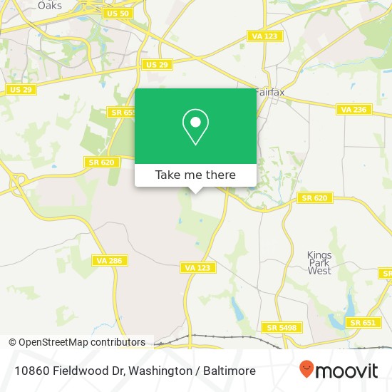 Mapa de 10860 Fieldwood Dr, Fairfax, VA 22030