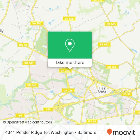 Mapa de 4041 Pender Ridge Ter, Fairfax, VA 22033