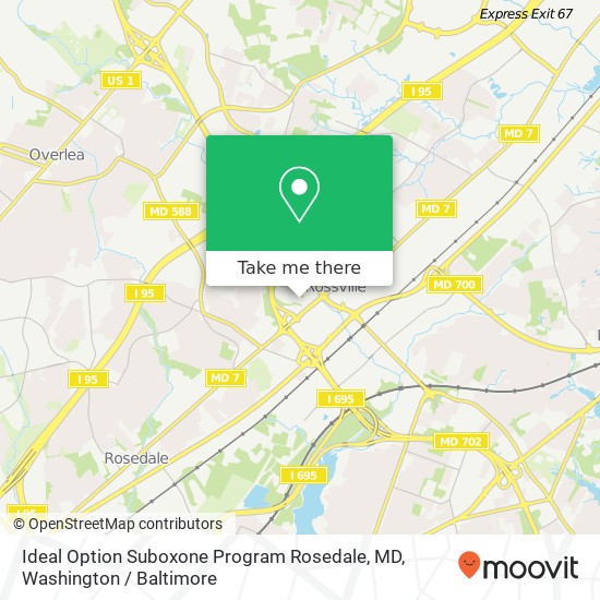 Mapa de Ideal Option Suboxone Program Rosedale, MD, 19 Fontana Ln