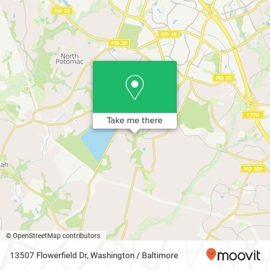 Mapa de 13507 Flowerfield Dr, Potomac, MD 20854