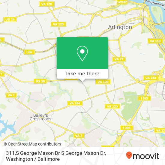 Mapa de 311,S George Mason Dr S George Mason Dr, Arlington, VA 22204