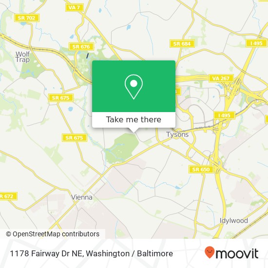 Mapa de 1178 Fairway Dr NE, Vienna, VA 22180