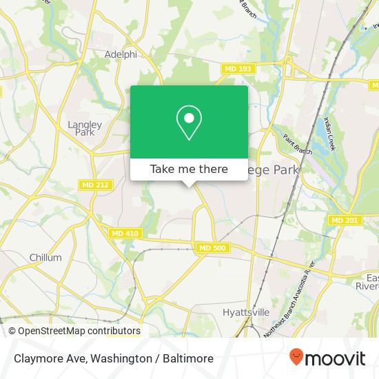 Mapa de Claymore Ave, Hyattsville (CHILLUM), MD 20782