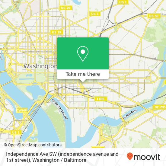 Mapa de Independence Ave SW (independence avenue and 1st street), Washington, DC 20024