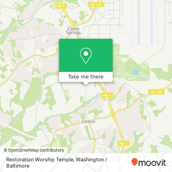 Mapa de Restoration Worship Temple, 7929 Old Branch Ave