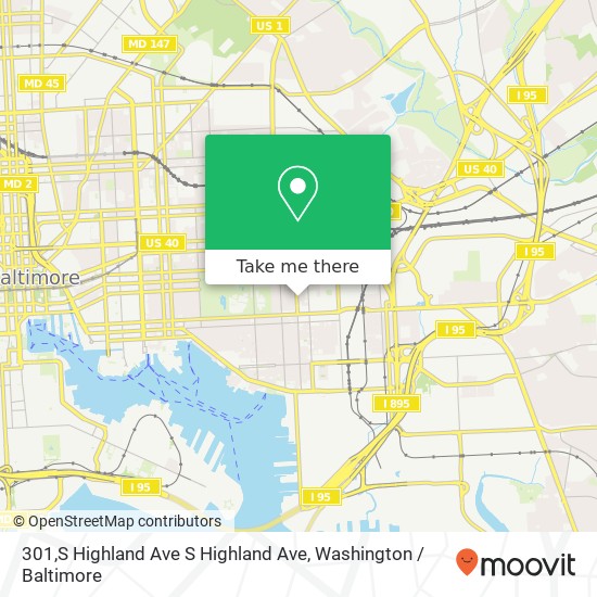Mapa de 301,S Highland Ave S Highland Ave, Baltimore, MD 21224