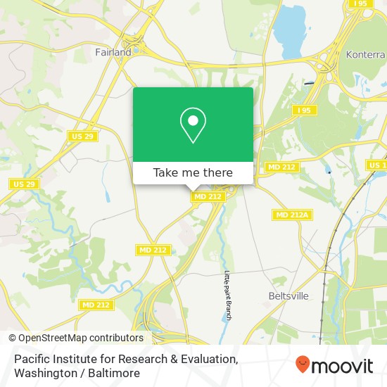 Mapa de Pacific Institute for Research & Evaluation, 11710 Beltsville Dr