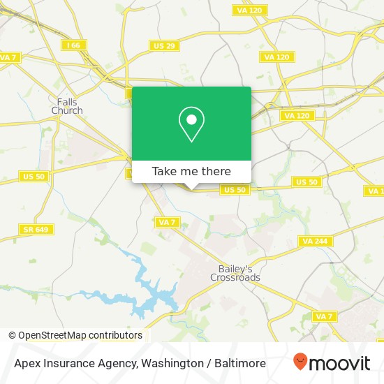 Apex Insurance Agency, 6051 Arlington Blvd map