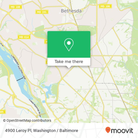 Mapa de 4900 Leroy Pl, Bethesda, MD 20816