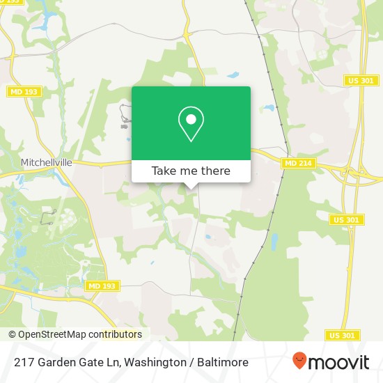 Mapa de 217 Garden Gate Ln, Upper Marlboro, MD 20774