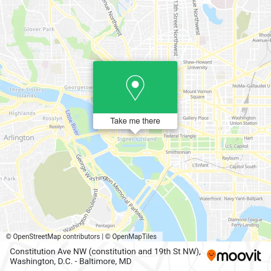 Mapa de Constitution Ave NW (constitution and 19th St NW)