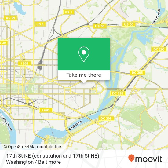 Mapa de 17th St NE (constitution and 17th St NE), Washington, DC 20002