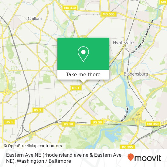 Eastern Ave NE (rhode island ave ne & Eastern Ave NE), Washington, DC 20018 map
