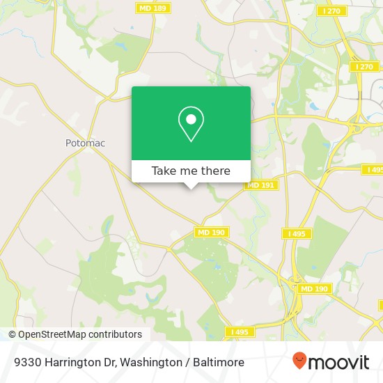 Mapa de 9330 Harrington Dr, Potomac, MD 20854